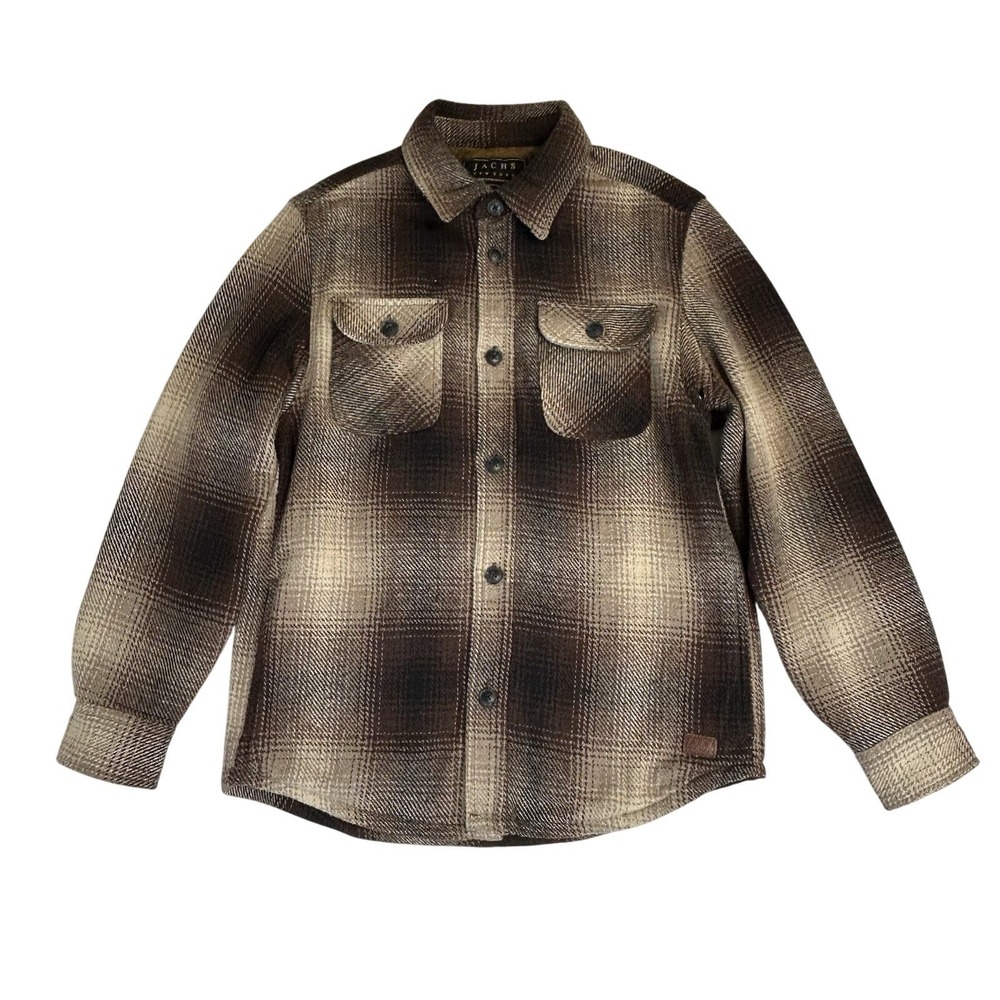 Men Jachs‎ New York Wool Blend Jacket Shirt Shacket Pocket Shadow Plaid Sz Small